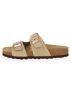 Sandalia Porto Taupe D'Torres® | Piel Serraje con Remaches