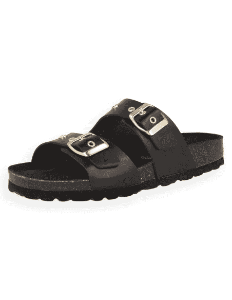 Sandalia Porto Negro D'Torres® | Piel Serraje con Remaches