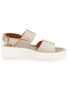 Yaiza Sandal Platino | Sandalia anatómica con cuña 4 cm y plantilla NubeFit™ extraíble | D'Torres®