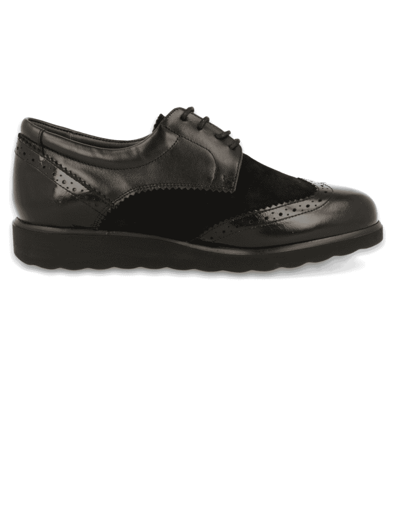 ZAPATO CÓMODO SEÑORA CHELSEA 01 Negro - Piel, horma ancha para plantilla.