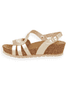 Sandalia Aria Champagne D'Torres® | Cuña Corcho, NubeFit™ y Licra para Juanetes