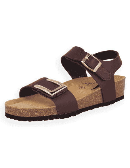 Evora Brown Wedge Sandal | Velcro & NubeFit™ Insole | D'Torres®
