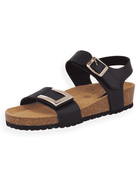 Sandália Cunha Evora Preto | Velcro & Palmilha NubeFit™ | D'Torres®