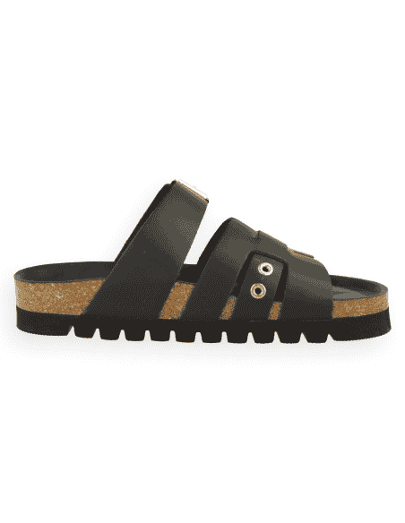 D'Torres® Roma Black Sandal | Full-Grain Cowhide Leather with Rivets