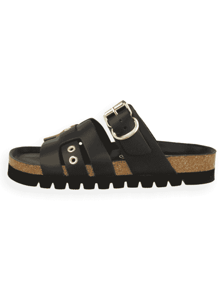 Sandalia Roma Negra D'Torres® | Piel Vacuno con Remaches