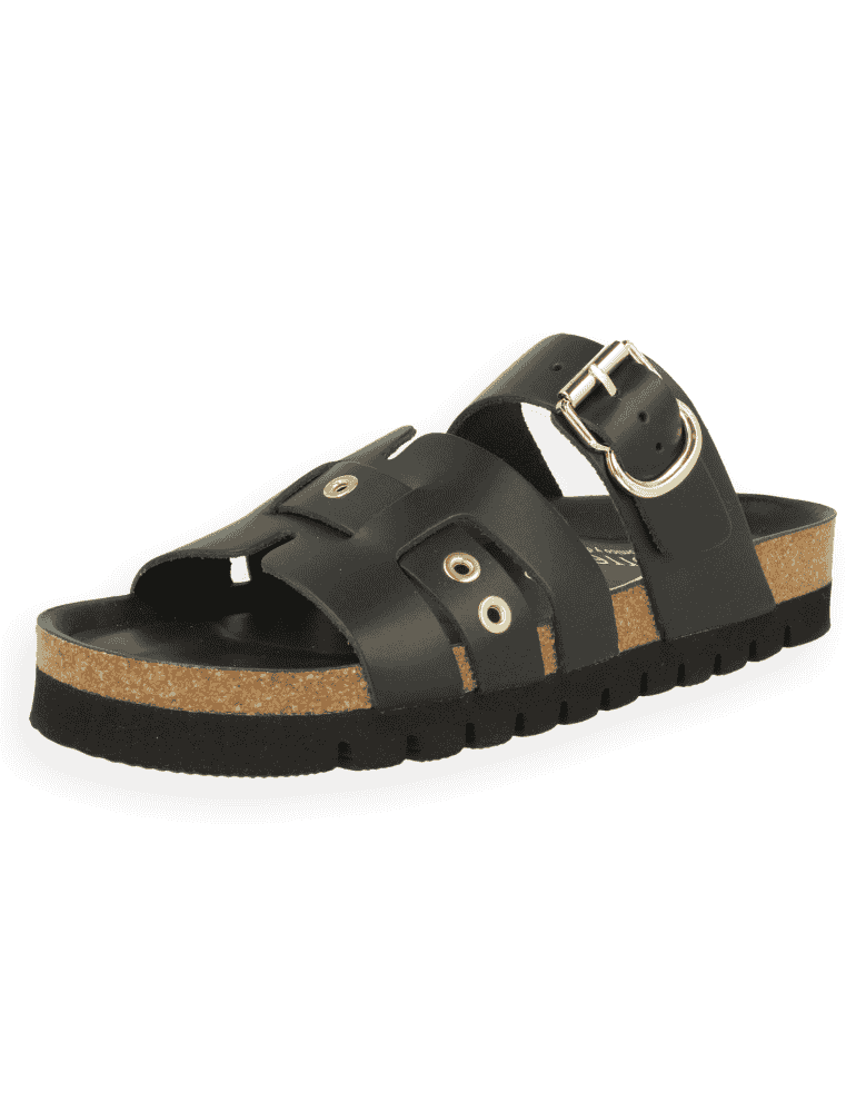 D'Torres® Roma Black Sandal | Full-Grain...