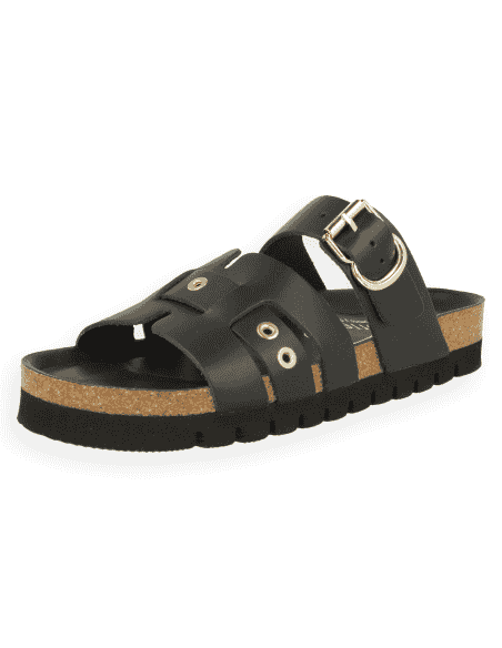 D'Torres® Roma Black Sandal | Full-Grain Cowhide Leather with Rivets