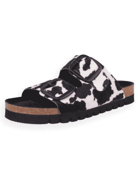 Nora Vaca – Sandalia anatómica de microfibra animal print | Plantilla NubeFit™