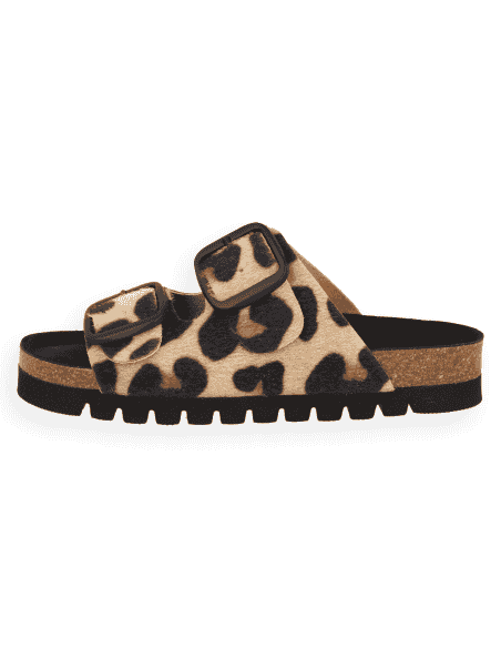 Nora Jaguar – Sandalia anatómica de microfibra animal print | Plantilla NubeFit™