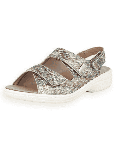 SANDALIA JULIA 2026 GRIS MULTI D'Torres® | Horma K Extra Ancha para Pie Diabético y Juanetes