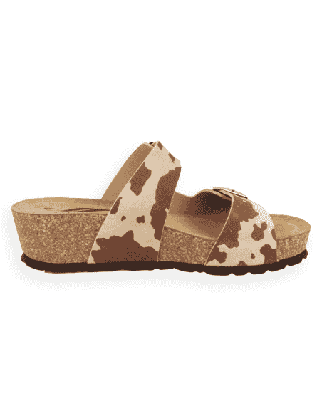 Texas Potro, Sandalia Cuña Anatómica 4,5 cm en Piel Serraje Animal Print Cowboy | D’Torres@