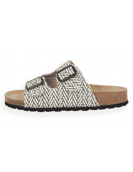 Sandalia Anatómica D’Torres® Kira Negro-Blanco | Extra Ancha | Especial Juanetes y Fascitis Plantar