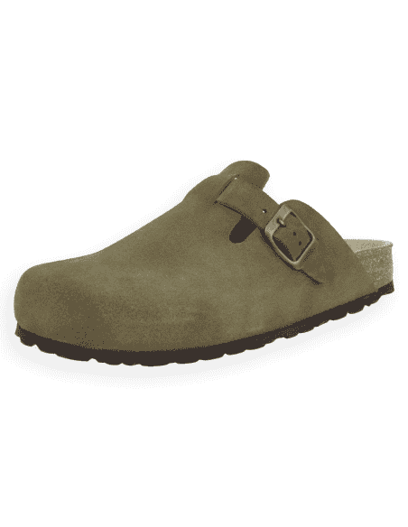 Berlin Olive D'Torres® Clog | Anatomical Comfort Suede Leather In&Out