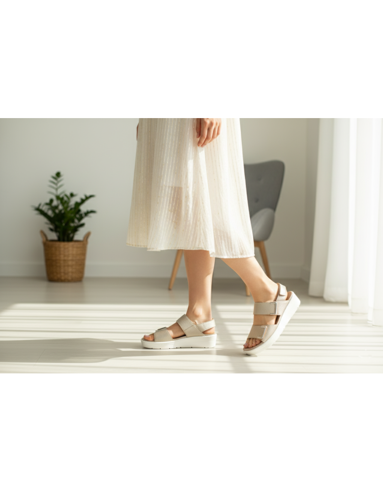Yaiza Sandal Platino | Sandalia anatómica con...