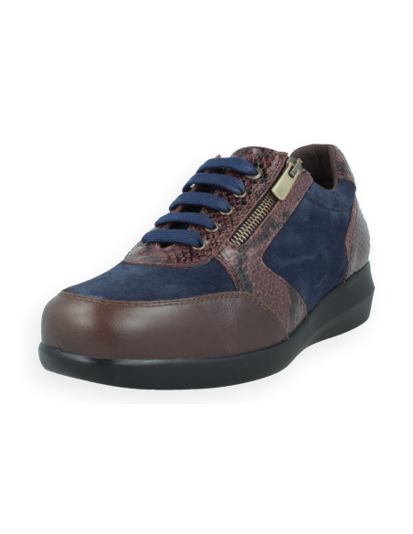 Extra Wide Fit Shoe K Irma 26 Brown & Blue Leather - Comfort and Care for Diabetic and Delicate Feet