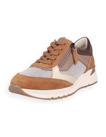 Sneakers Comfortable, Riga Camel-Taupe, D'Torres. Wide Last To Incorporate Orthotic Insoles.