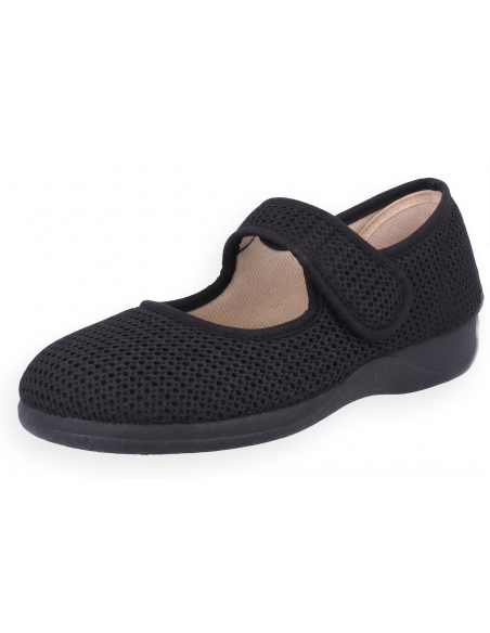 Maia MJ Negro | Zapatilla Terapéutica Ajustable Velcro Mary Jane