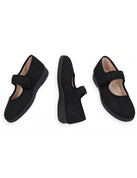 Maia MJ Preto | Sapatilha Terapêutica Ajustável Velcro Mary Jane