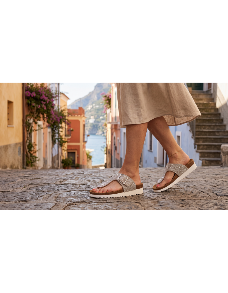 Gemma Silver Flip-Flop Sandal D'Torres® |...